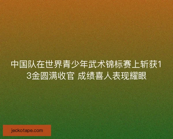 中国队在世界青少年武术锦标赛上斩获13金圆满收官 成绩喜人表现耀眼